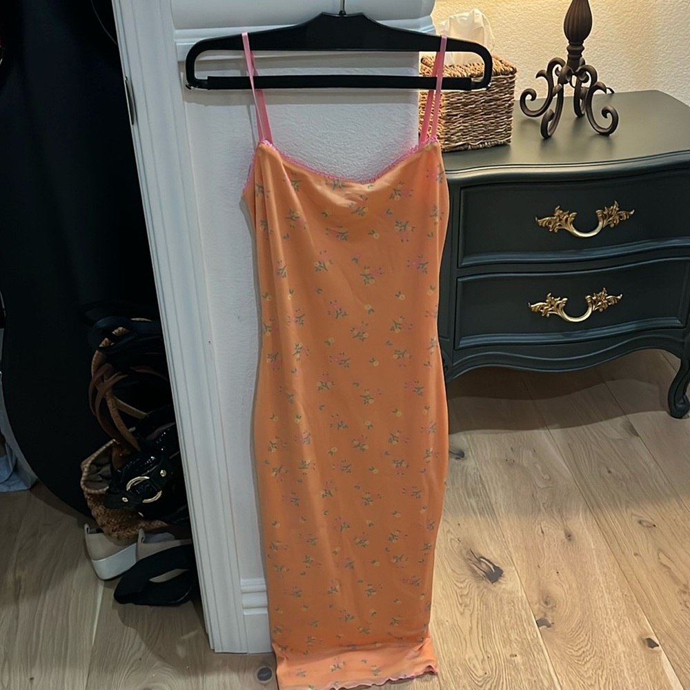 princess polly orange floral midi dress